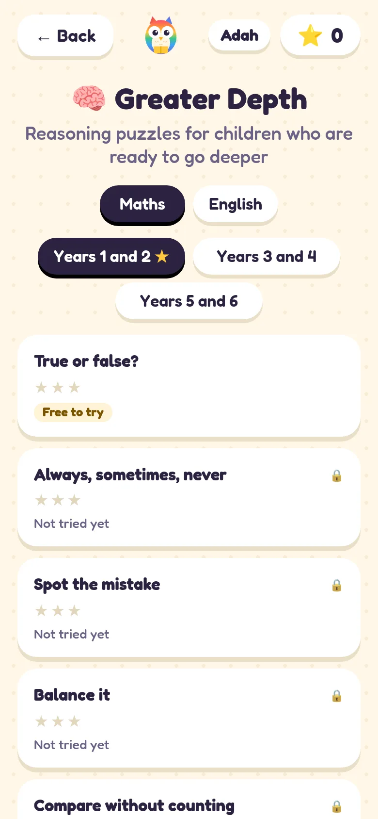 Greater Depth reasoning puzzles such as True or false and Spot the mistake